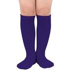 Kids Soccer Socks Knee High Socks for Toddler Boys and Girls Sport Socks 3-6 Years Solid Purple 1 Pack