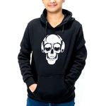 NOROZE Unisex Kids Boys Halloween Skeleton Gaming Printed Pullover Hoodie Sweatshirts Girls Headphones Skull Bones Handprint Gamer Hoodies Jumper Top (11-12 Years, Headphones Skull Black)