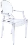 CangLong Modern Acrylic Stacking Arm Chair Kitchen, Dining, Living, Guest, Bed Room, Set of 1, Clear 2