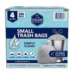 Color Scents 1527271 Silver 4 Gallon, 6mil thickness, Drawstring Linen Fresh Scented Small Trash Can Liners Bags from Berry, 200 Count