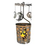 Rotating Moons Candle Holder with Frosted Glass & Silver Metal Stars Scandinavian Design Hanging Moon & Pixies with Butterfly Wing