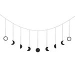 OCIOLI Moon Phases Wall Hanging Moon Garland Decor Boho Hanging Ornaments Moon Hang Art Room Decor Boho Moon Phase Garland for Bedroom Wedding Home Office Nursery Room Dorm （Black）