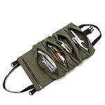 Super Roll Tool Roll,Multi-Purpose Roll Up Tool Bag, Wrench Roll,Canvas Tool Organizer Bucket,Car First Aid Kit Wrap Roll Storage Case,Hanging Tool Zipper Carrier Tote,Car Camping Gear