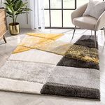 TAUKIR CARPETS Handmade Collection Super Soft and Fluffy Microfiber Silk Touch Carpets, Size 12x15,feet Color, Peack/Black/Grey