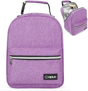 OPUX Premium Insulated Lunch Box for Boys, Girls | Durable Leakproof School Lunch Bag with Handle Clip, Mesh Pocket | Reusable Work Lunch Pail Cooler for Adult, Men, Women | Fits 14 Soda Cans (Purple)