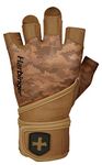 Harbinger Pro Wristwrap Gloves 2.0 for Weightlifting, Training, Fitness, and Gym Workouts with Wrist Support - Men's Tan Camo Medium