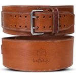 Leatherific,Genuine Leather Weight Lifting Belt,8 mm Thick, 4" Wide,Heavy duty, Padded, Steel Buckle,For Bodybuilding, Cross Training, Lumbar Support (L(Fits 35"-40"), Pecan Brown)