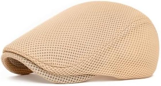 meioro Men's Mesh Flat Cap Summer Breathable Newsboy Hats Beret Ivy Cap Gatsby Irish Cabbie Driving Hat Full Head Wrap Khaki
