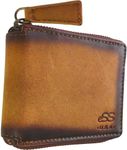 Zipper wallet for men - Real Vegetable tan Leather wallets - Credit card holder with zip coin pocket - Teak - best cool gifts for dad (4 .25" x 3.50 ")