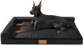 Patas Lague Orthopedic XL Dog Bed for Large Dogs 107x71cm, Waterproof L Shaped Big Large Dog Sofa Beds with Removable Washable Cover, Soft Pet Couch Bed Mat with Nonskid Bottom, Black