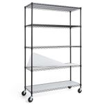 CAPHAUS NSF Commercial Grade Heavy Duty Wire Shelving w/ Wheels, Leveling Feet & Liners, Storage Metal Shelf, Garage Shelving Storage, Utility Wire Rack Storage Shelves, w/ Liner, 48 x 18 x 76 5-Tier