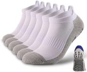 ZANZER (3 Pairs Non Slip Socks Football Anti Slip Sport Socks Fashion Pilates Cotton Non Slip Athletic Yoga Hospital Slipper Socks 3, White + White + White)