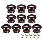 uxcell Round Wood Knobs,10Pcs 34mm Dia Cabinet Furniture Kitchen Pulls Handles for Drawer Cupboard, Dark Brown