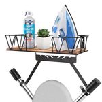 HuuppHip Wall Mounted Ironing Board Hanger with Large Storage Basket, Laundry Room Iron Holder Ironing Board, Adjustable Hooks for Y T Shape, Space-Saving Iron Holder for Laundry Room