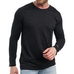 Merino Wool Base Layer Mens - 100% Merino Wool Shirts for Men Thermal Underwear Long Sleeve T-Shirt for Hiking Hunting (Large, 170 Charcoal)