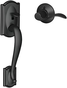 Schlage FE285 CAM 622 Acc LH Camelot Trim Lower Half Front Entry Handleset with Accent Left Hand Lever, Matte Black