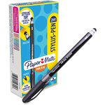 Paper Mate InkJoy 2 in 1 Stylus Ballpoint Pens, Medium Point, Black, Box of 12