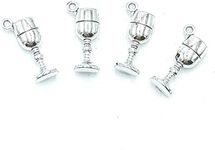 YOOGCORETT 30pcs Charms Alloy Bulk Tibetan Silver Red Wine Glass Pendants for DIY Earring Necklace Bracelet Jewellery Supplies and Crafts Making 20X 8mm (Antique Silver)