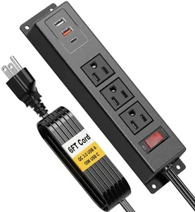 Kungfuking Wall Mount Power Strip with USB 6 in 1, Mountable Power Strip Surge Protector with 3 AC Outlet and 3 USB Ports, Under Desk Power Strip Mountable Desk Outlet, 6FT Extension Cord, 18W USB A
