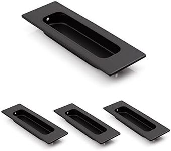 HOMOTEK 4 Pack 120mm Flush Sliding Closet Door Pulls, Recessed Finger Pulls for Sliding Barn Bypass Door Handles, Cabinet Drawer Rectangular Invisible Pull- Small Size 4.75 in, Black