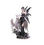 ICE ARMOR 10" H Gothic Black Fairy with White Dragon Statue Fantasy Decoration Figurine