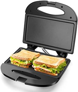 Aigostar Sandwich Maker with Non-stick Deep Grid Surface for Egg, Ham, Steaks Compact Electric Grill Tostadora de Pan Black, ETL Certificated, Roy