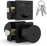 Mega Handles - SUANA Entry Combo I Door Knob and Cylinder Deadbolt and Key Combo - Heavy Duty Locking Door Knob for Left or Right-Handed Doors – Matte Black