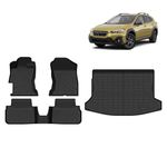 FIILINES Floor Mats for 2018-2023 Subaru Crosstrek & 2017-2023 Impreza (Not for Hybrid), All Weather TPE Floor Liners and Trunk Mat for Subaru Crosstrek Impreza Accessories Black
