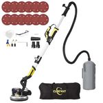 CUBEWAY Drywall Sander, 750W 6.5A Wall Sanders with Vacuum Dust Collection, 7 Variable Speed, LED Light, with 12pcs Sanding Discs, Foldable Extendable Electric Sander for Walls Popcorn Ceiling