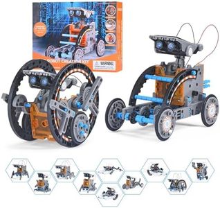 Solar Robot Kit for Kids Age 8-12, STEM Building Toys,12-in-1 Build Your Own Robot with Solar Panel & Battery Power, Science Engineering Christmas Birthday Idea Gifts for Boy Age 8 9 10 11 12 (Blue)