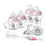 Tommee Tippee Closer to Nature Newborn Baby Bottle Feeding Starter Set, Anti-Colic Valve, Breast-like Nipples - BPA-Free, Pink