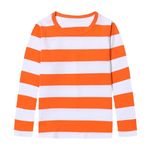 Aisyee Boys Long Sleeve Striped Shirts for Boys Cotton Tshirts Casual Crew Neck Tees Tops for Boys & Girls Stripes Orange White 5T