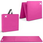 Xn8 Sports Tri-Fold Gymnastics Tumble Mat - 6cm Thick & 6Ft Long Foldable Gymnastic Exercise Mat for Kids and Adults- Non Slip PU Leather Surface Crash Mat with Carrying Handles for Yoga Pilates