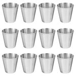 NUOBESTY 12pcs Stainless Steel Shot Glasses Silver Cup Tiny Shot Glasses Metal Shooters Drinking Vessel Camping Travel Cups Dipping Sauce Cups Barware for Bar Home Restaurant Outdoor(30ml)