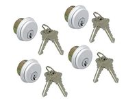 Pacific Doorware 4-Pack (Same Keys) Mortise Lock Cylinders, Adams Rite Cam for Storefront Doors in Aluminum