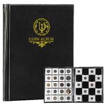 Uncle Paul 200 Pockets Collecting Album for Coin Flip - Classic Large Capacity Collection Book Coin Holder for Stamps Medals Badges Black CS46BK01