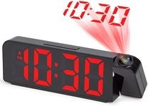 VINILITE Projection Clocks for Bedrooms Digital Alarm Clocks Bedside with Temperature and Date, RGB Large Display 4 Brightness Levels Night Mode Mains Powered