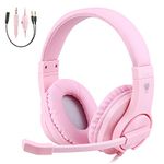 BlueFire 3.5mm Bass Stereo Over-ear Gaming Headphone PS4 Gaming Headset with Microphone and Volume Control for PS4 / New Xbox One / Xbox One S / Xbox One X / Nintendo Switch / PC / Phones Pink