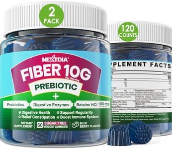 Fiber Gummies for Adults, Sugar Free 10g Prebiotic Fiber Supplement with Digestive Enzymes, Probiotics & 100mg Betaine for Digestive & Gut Health and Regulate Bowel Movement, Vegan, Gelatin Free,120ct