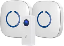 Wireless Doorbell by SadoTech – Waterproof Door Bells & Chimes Wireless Kit, 1000-ft Range,52 Door Bell Chimes, 4 Volume Levels with LED, Wireless Doorbells w/ 2 Receiver & 1 Button, Crosspoint, White