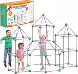 140 PCS Fort Building Kit for Kids Ages 4‑10, DIY STEM Educational Construction Fort Toy Set,Creative Kids Fort Builder Kit, Build Your Own Fort Indoor Outdoor Play Structure for Boys Girls(Purple)