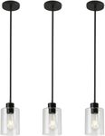 Black Pendant Lights Kitchen Island - Clear Glass Pendant Light Fixture Multiple Stems Rods 3 Units 12 Inch 3 Units 4 Inch (Black 3 Pack Stem Rod)