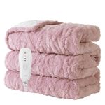 Aheadpret Heated Blanket-Electric Blanket 50"x60" Soft Heated Throw Blanket with 5 Heating Levels & 3 Hours auto-Off,Machine Washable (Pink