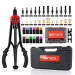 NEXTACK Rivet Nut Tool, 16" Heavy Duty Rivnut Tool Kit with 12 Interchangeable Mandrels & 105pc Nursert Kit, Professional Threaded Riveter Tool Setter in Organized Rugged Carrying Case NT800