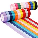 Tosnail 20 Rolls 1 Inch Satin Ribbon Roll, Silk Fabric Ribbon Roll for Hair, Crafts, Gift Wrapping - Assorted 20 Colors