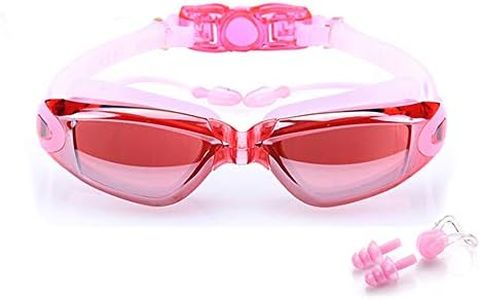 BEEWAY Gafas de natación, Premium cómodo Gafas de natación Tapones para los oídos adjunta, Anti Niebla Protección UV Lentes Totalmente Ajustable para Adulto Hombres Mujeres y niños 8+