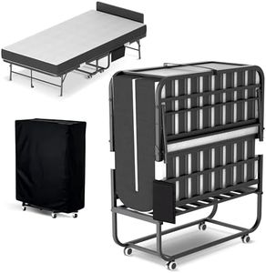 Folding Bed with Mattress,Rollaway 5-Inch Memory Foam Foldable Guest Bed for Adults,500lbs Capacity with Storage Cover and Sturdy Metal Frame,Adjustable Headboard and Side Storage Pocket,75"*31"