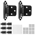 Justech 30-Pack 15 Pairs 1/2" Overlay Cabinet Door Hinges Kitchen Cabinet Hinges Flush Face Mount Cabinet Hardware Self-Closing Cabinet Hinge for Kitchen Cabinet Cupboard-Black