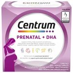 Centrum Prenatal Multivitamins/Minerals with Folic Acid and DHA Multivitamins Supplement with Omega 3, 60 Prenatal Tablets & 60 DHA Softgels (120 Total Count) (Packaging May Vary)