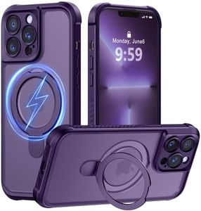 MOCCA Design for iPhone 13 Pro Case with Magnetic Invisible Stand [Full Camera Protection] [Compatible with Magsafe] Military Drop Shockproof Translucent Matte Phone Case Cover 6.1",Deep Purple